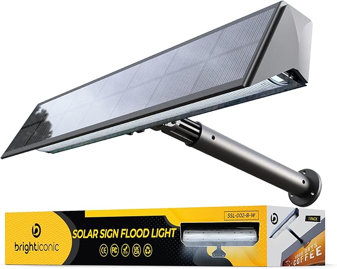 Brighticonic Solar Sign Lights Outdoor Black – LED Solar Sign Light for House...