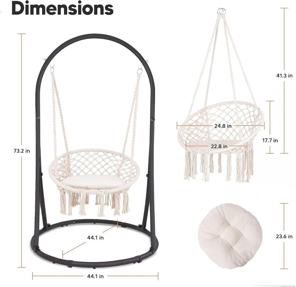 Hammock Chair with Stand Included, Heavy Duty Hanging Chair with Stand, 330 l...