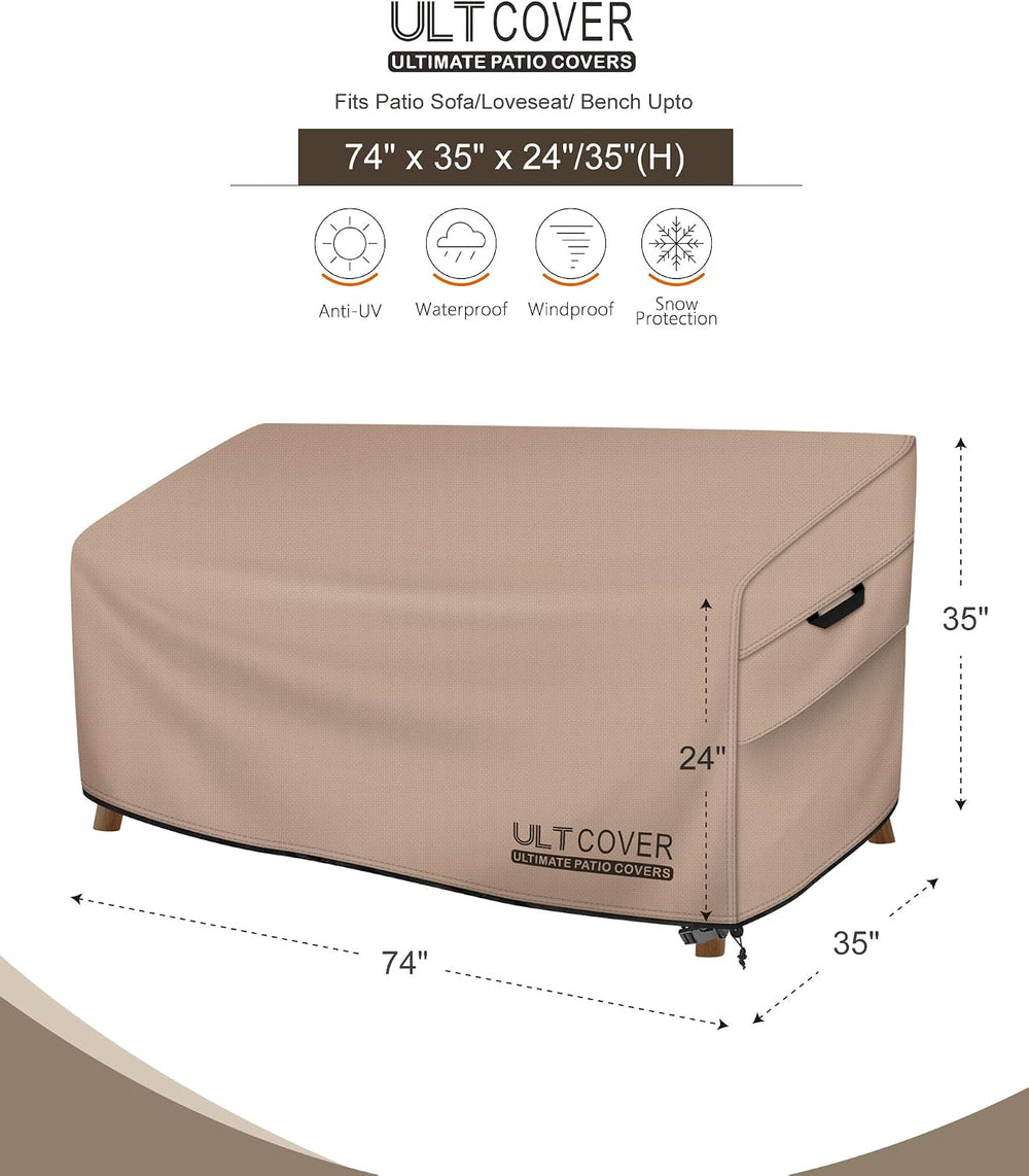 ULTCOVER Waterproof Patio Furniture Sofa Cover 74W x 35D x 35H in