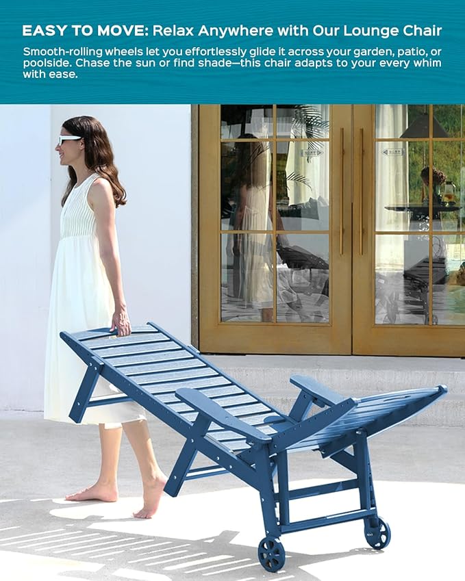 Ciokea Lounge Chair Outdoor, Oversized Chaise Lounge Chair with 5 Positions, ...