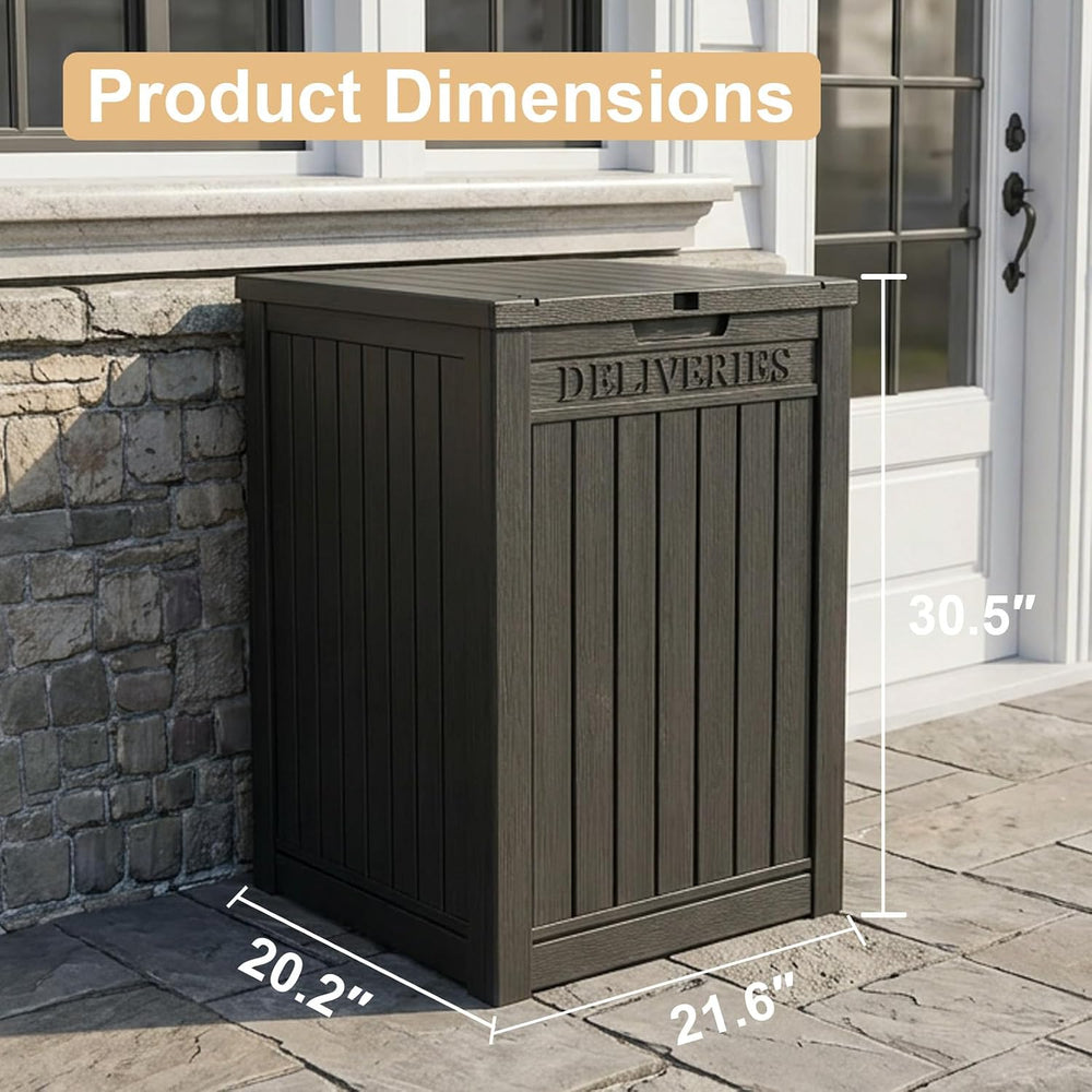 PatioZen Package Delivery Box, Waterproof Outdoor Container Lockable, Black