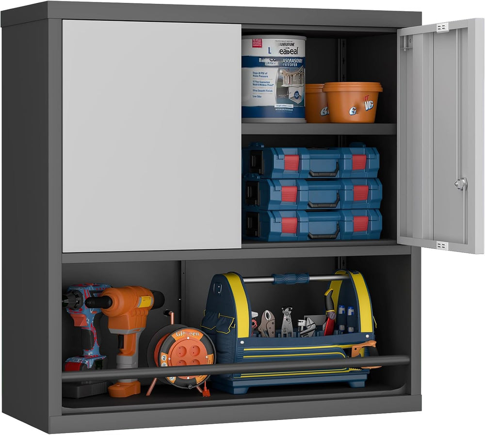 31" H Metal Garage Storage Cabinets with Doors and Shelves, Lockable Sto...
