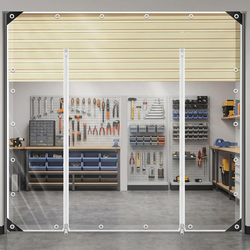Clear Outdoor Curtains Patio Double Zippers Door Enclosure 95" W x 197&q...