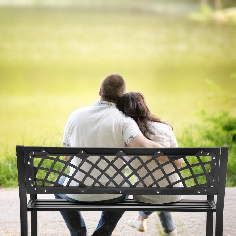 BestMassage | 45.5" Outdoor Garden Bench | Black | 400lbs Load Capacity