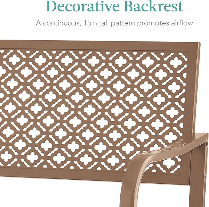 Best Choice Products Outdoor Bench 2-Person Metal Steel Benches Furniture for...