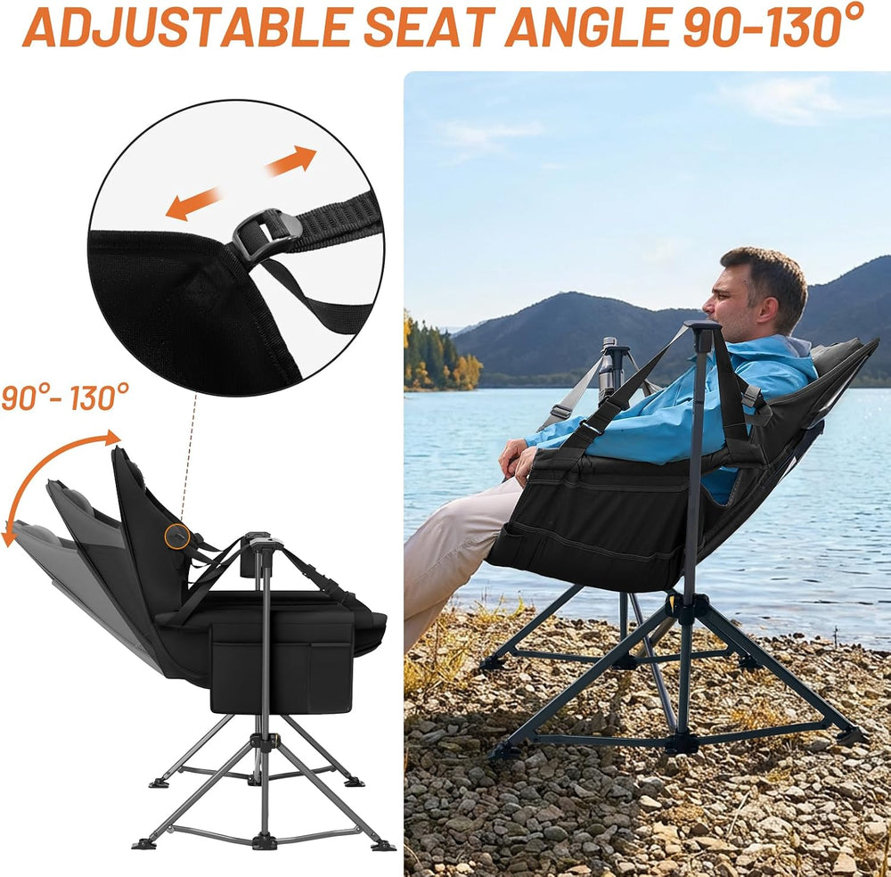 Timber Ridge Hammock Camping Chair with Adjustable Backrest, Heavy Duty Foldi...