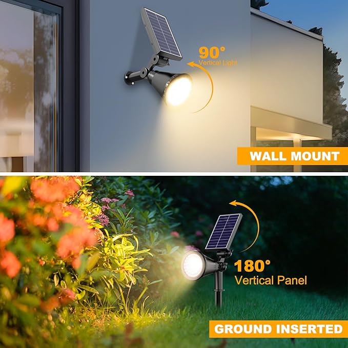 Solar Lights Outdoor Waterproof, 36 LEDs Adjustable Solar Spot Lights Outdoor...