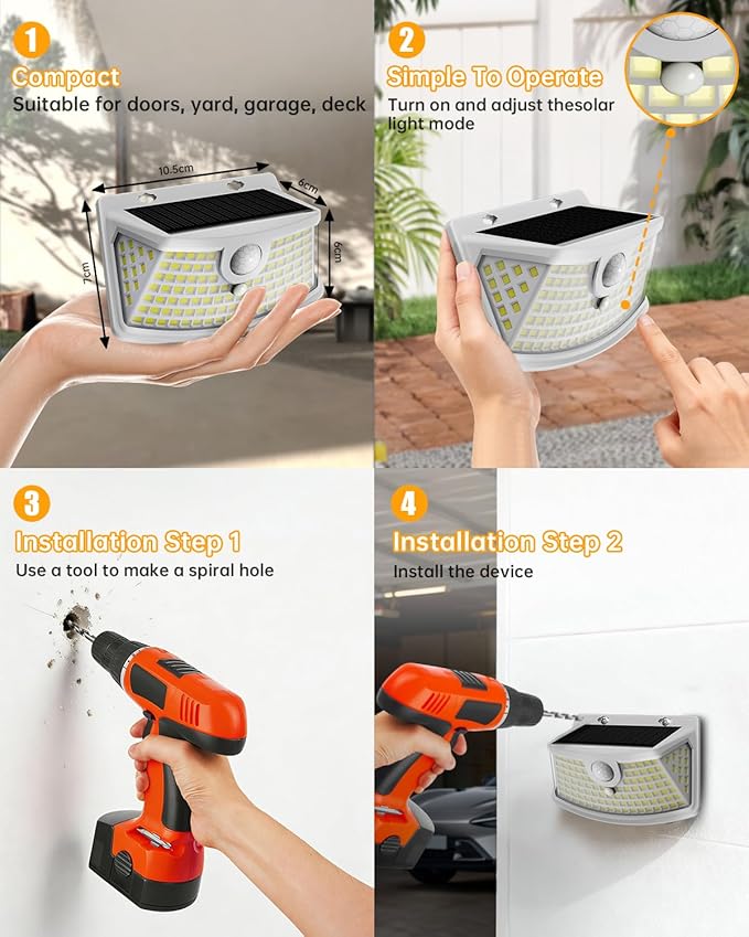 Aootek New Solar Motion Sensor Lights 120 LEDs with Lights Reflector,270° Wid...