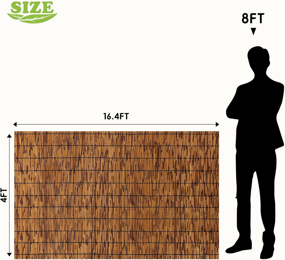 1 Pack Natural Reed Fence,4FT X 16.4FT Bamboo Fencing Privacy Reed Screening ...