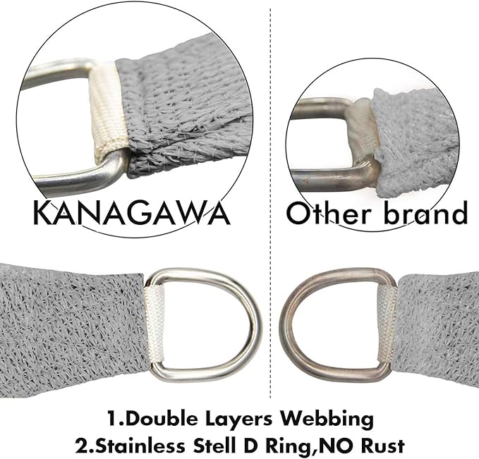 KANAGAWA Sun Shade Sail Curved 24'X24' Grey Rectangle Outdoor Shade C...