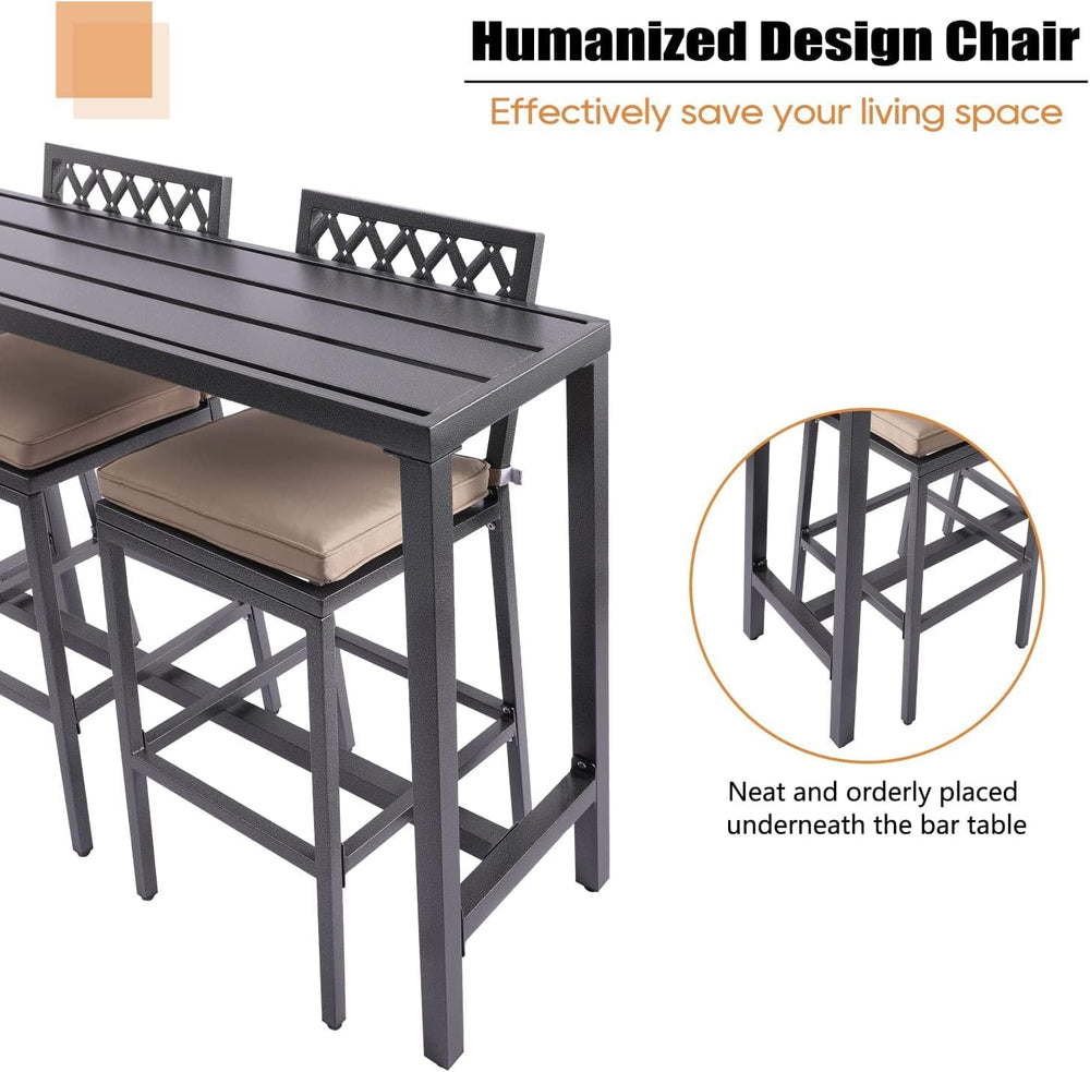 Outdoor Bar Chairs and Table, Metal Outdoor Bar Set, 3 Piece Patio Bar Table ...
