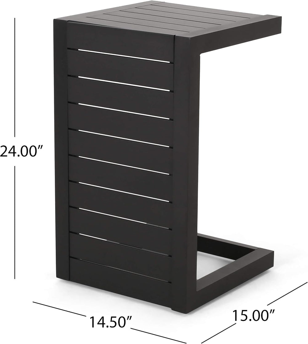 Christopher Knight Home Jesse Coral Outdoor Modern Aluminum C-Shaped End Tabl...
