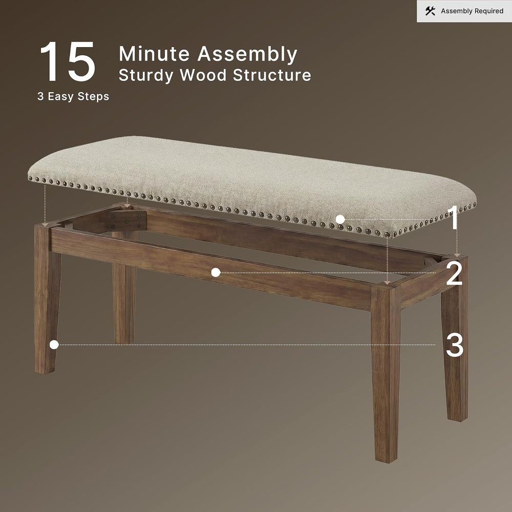 Signature Design by Ashley Moriville Wood Upholstered Dining Bench, Beige