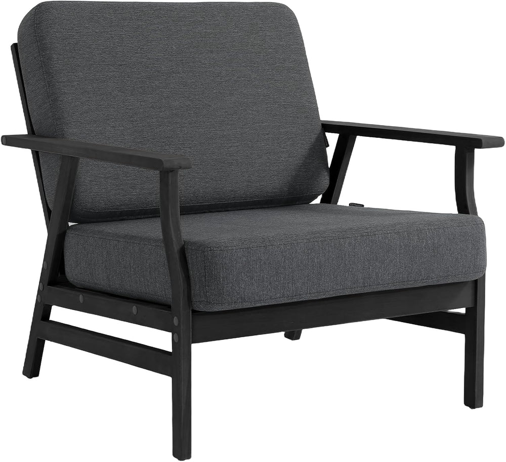 3 Piece Wood Patio Chair Outdoor Bistro Set, Outdoor Armchair All Weather Pat...