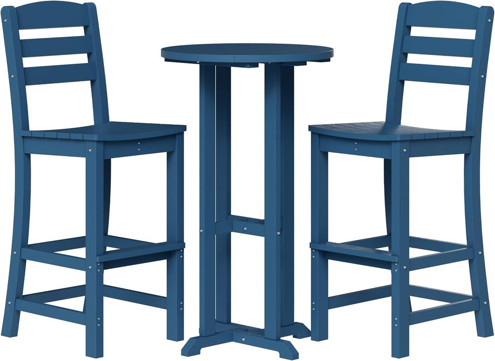 Shintenchi 3 Pieces Outdoor High Top Bar Set, 1 Patio High Top Round Table an...