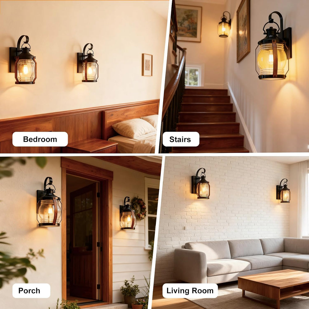 Outdoor Wall Lantern Lights, Black Exterior Wall Sconce Garage Light Fixtures...