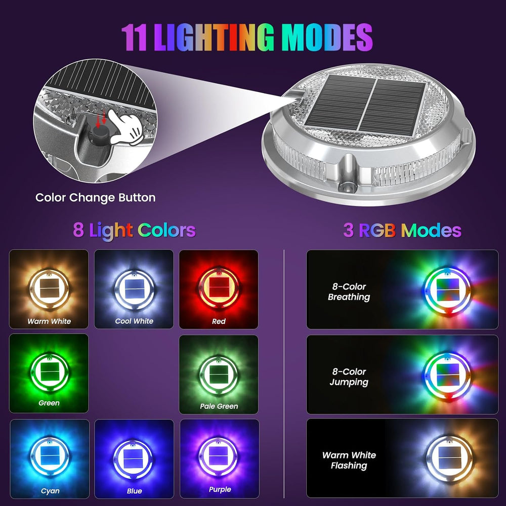 Quntis 12 Pack Outdoor Solar Deck Lights Multicolored - 11 Lighting Modes Alu...