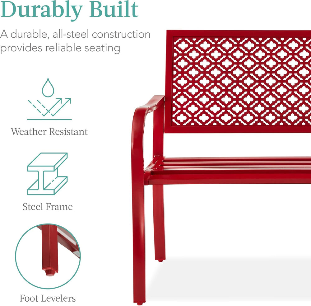 Best Choice Products Outdoor Bench 2-Person Metal Steel Benches Furniture for...