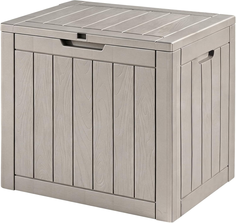 30 Gallon Outdoor Storage Box, Lockable Waterproof Resin Deck Box, Gray