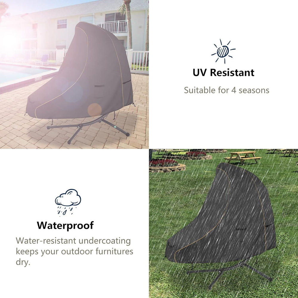 Bitubi 73 Inch Patio Hanging Chaise Lounge Cover - Classic Black 600D Tough C...