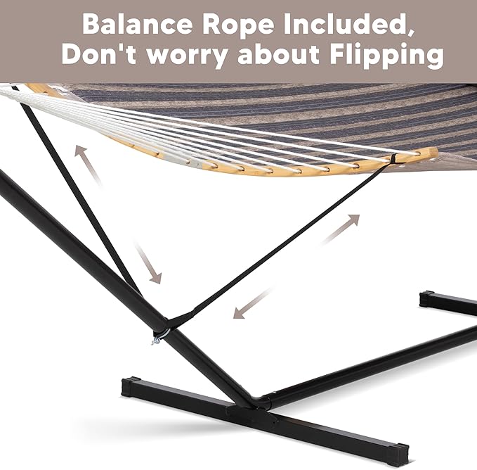 SUNCREAT Hammocks for Outside with Stand Included, Double Hammock with Curved...