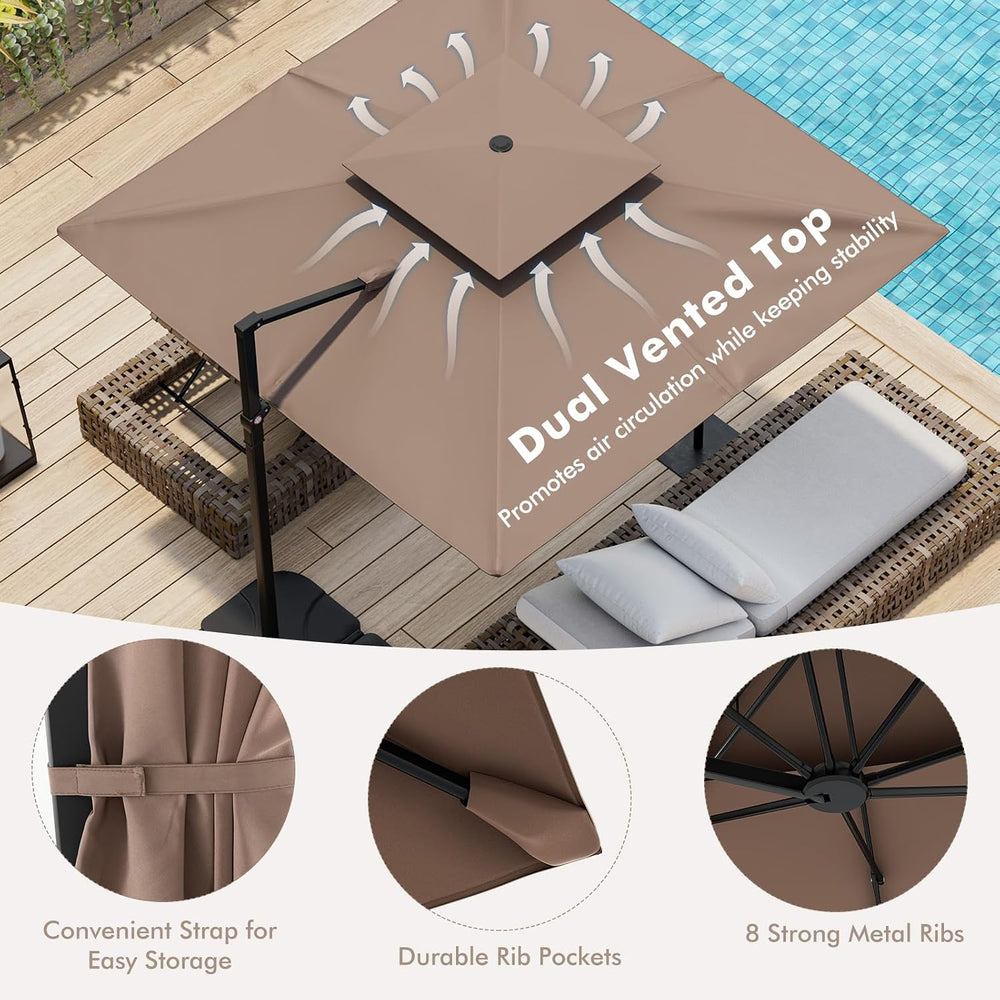 Tangkula 9.5 FT Cantilever Patio Umbrella, Outdoor Square Offset Umbrella wit...