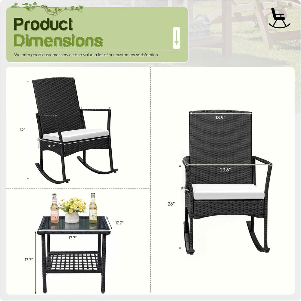 Flamaker Rocking Chair Outdoor High Back Patio Chairs with Table,Beige