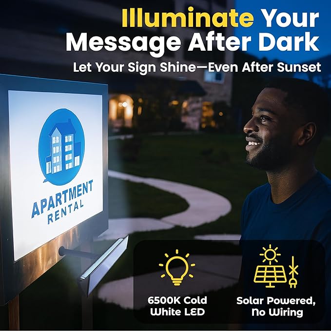 Brighticonic Solar Sign Lights Outdoor Black – LED Solar Sign Light for House...