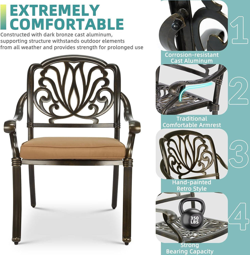 MEETWARM 9-Piece Outdoor Furniture Dining Set, All Weather Cast Aluminum Pati...