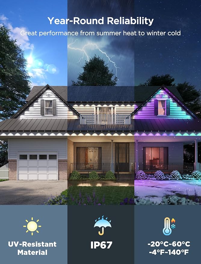 Govee Permanent Outdoor Lights 2, 50ft RGBIC Outdoor Lights with 36 LED Light...