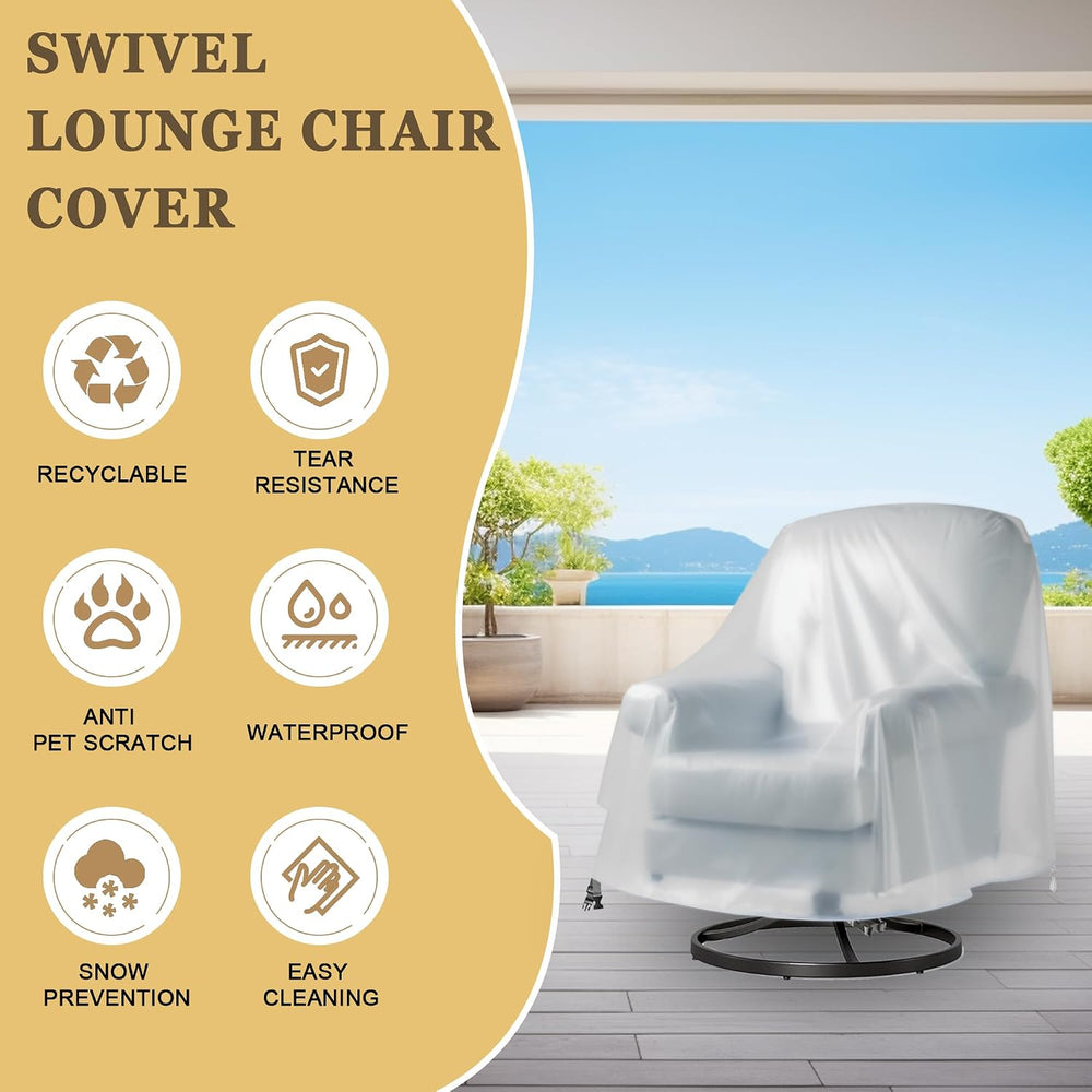 Frosted PVC Outdoor Swivel Lounge Chair Cover – Soft, Waterproof, Semi-Transp...