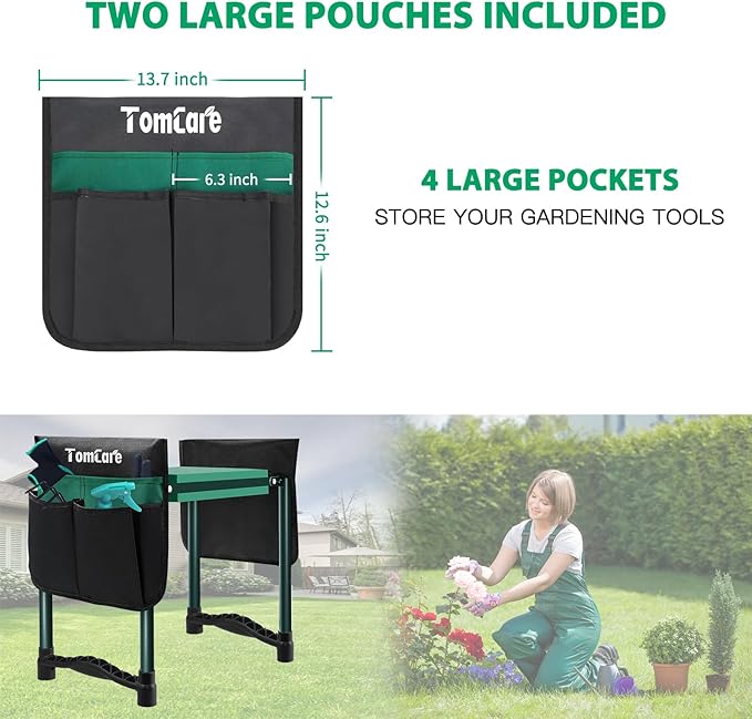 TomCare Garden Kneeler and Seat 10.64” Wider Larger Soft Kneeling Pad Garden ...