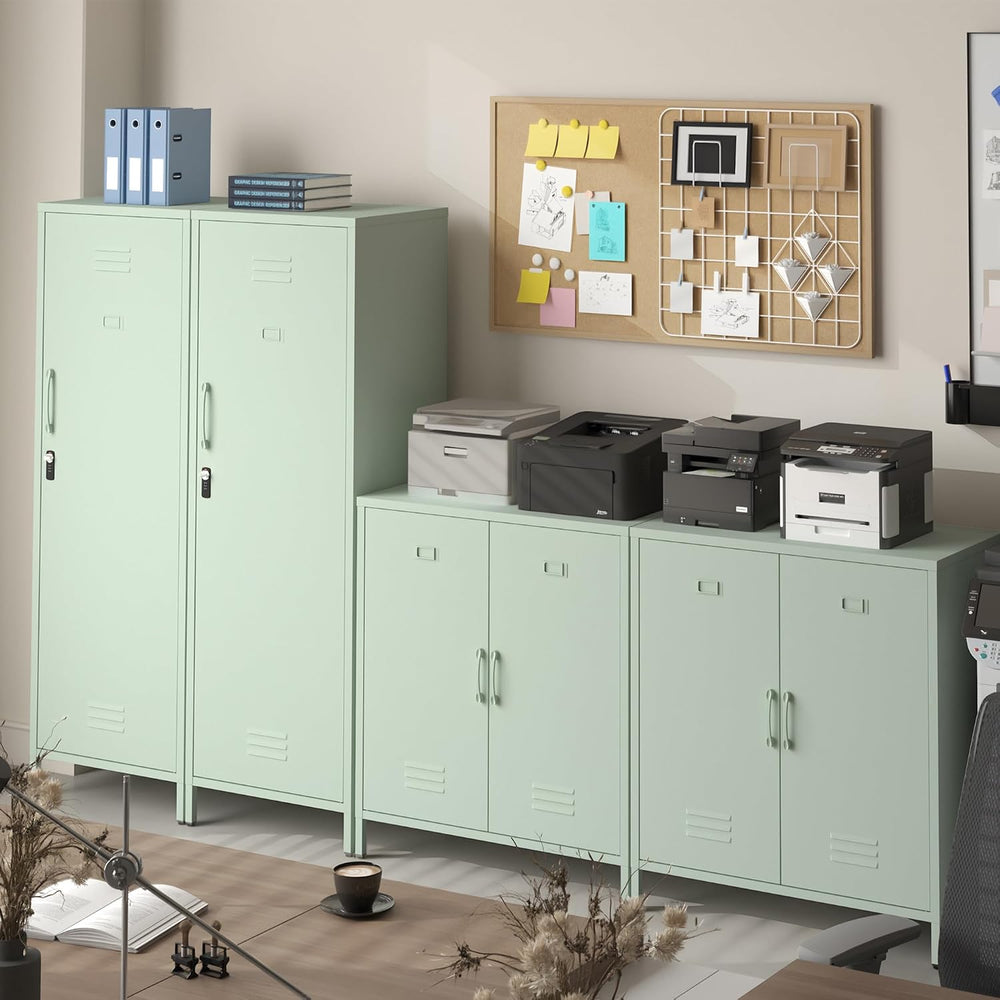 Metal Storage Cabinet Locker Cabinets with Doors and Adjustable Shelf for Kit...