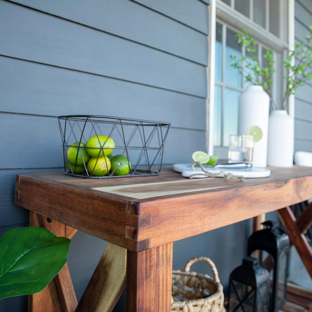 Backyard Discovery 48" Acacia Wood Farmhouse Narrow Console Table with L...