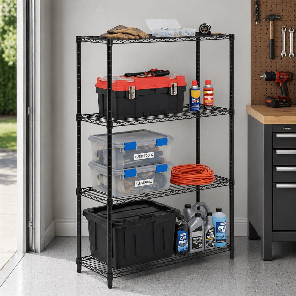 Honey-Can-Do 4-Tier Heavy Duty Adjustable Shelving Unit, 250-lb Per Shelf Met...