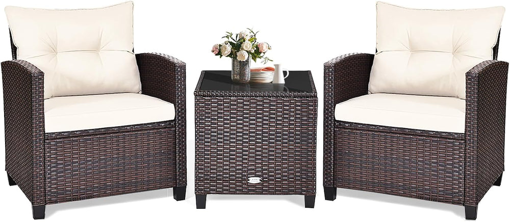 KOTEK 3 Piece Patio Furniture Set, White