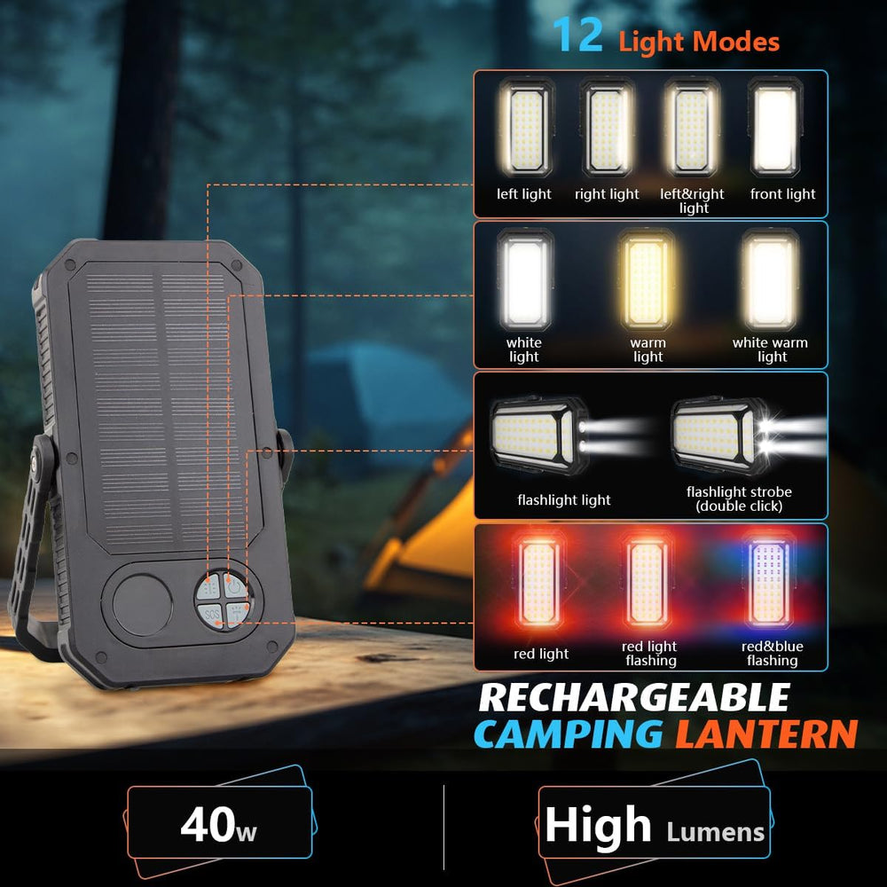 120H Camping Lantern, 10000mAh Rechargeable Lantern, Solar Camp Lamp