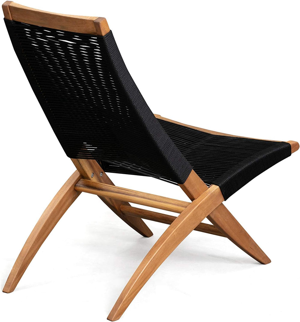 Patio Sense 63364 Lisa Modern Lounge Chair Natural Wood Finish Mid Century Mo...