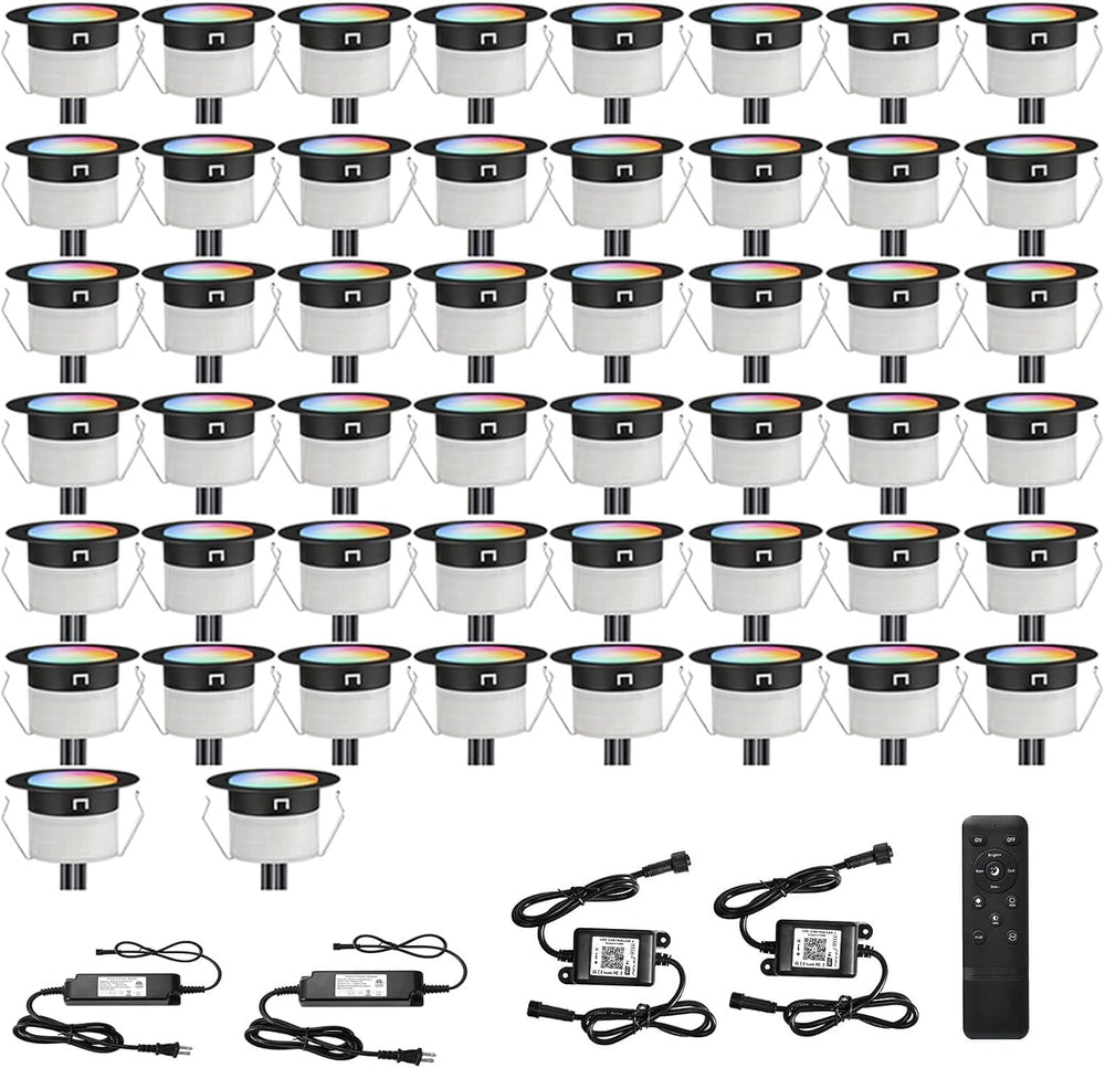FVTLED LED Deck Lights Kit, 50pcs Φ1.22 WiFi Smart Phone Control Low Voltage ...