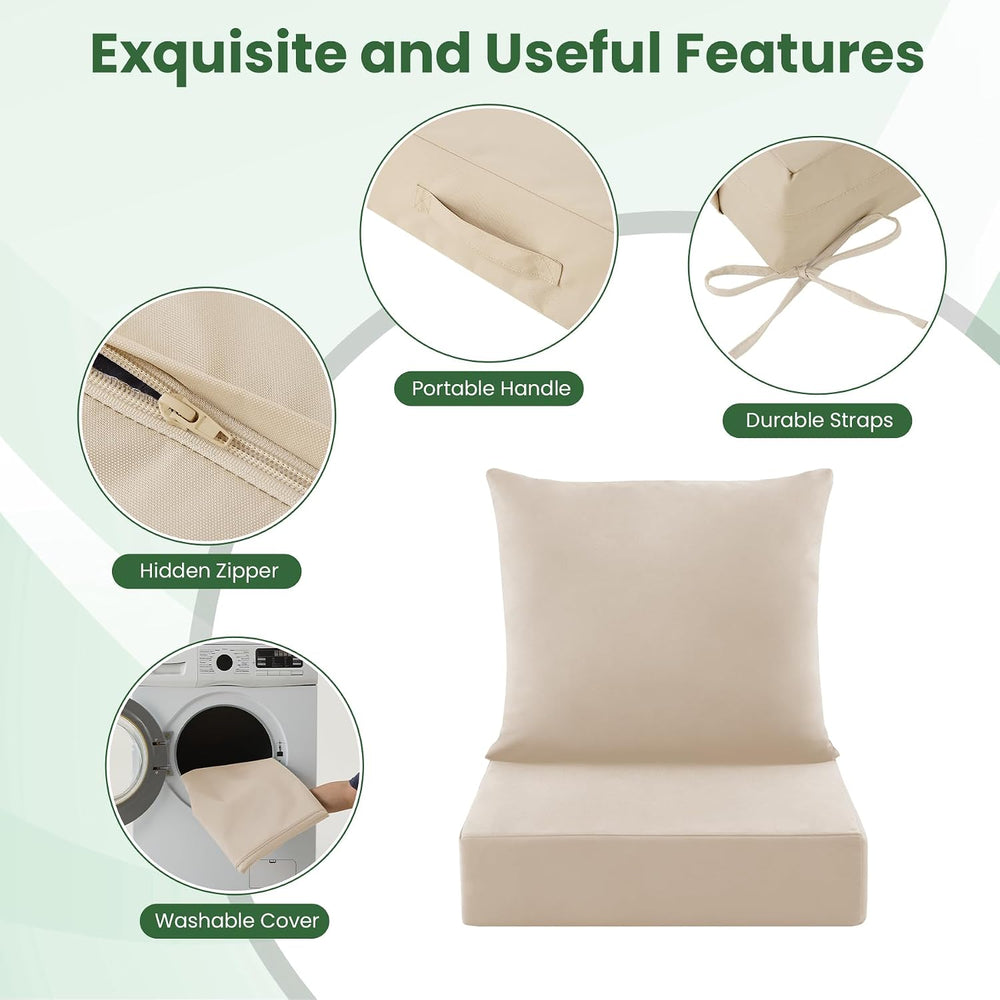 Outdoor Deep-Seat Cushion Set, 24 * 24 * 5.75inch, Beige, Set of 1