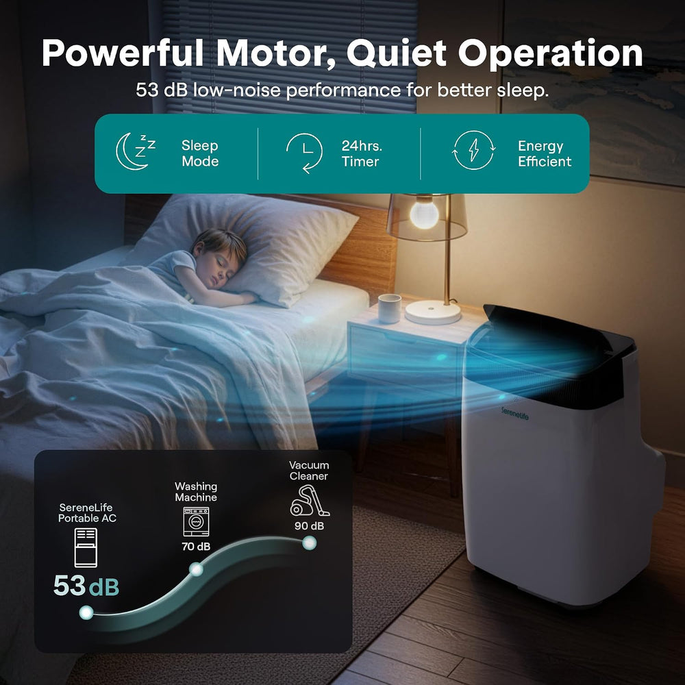 SereneLife Small Air Conditioner Portable 10,000 BTU with Built-in Dehumidifi...