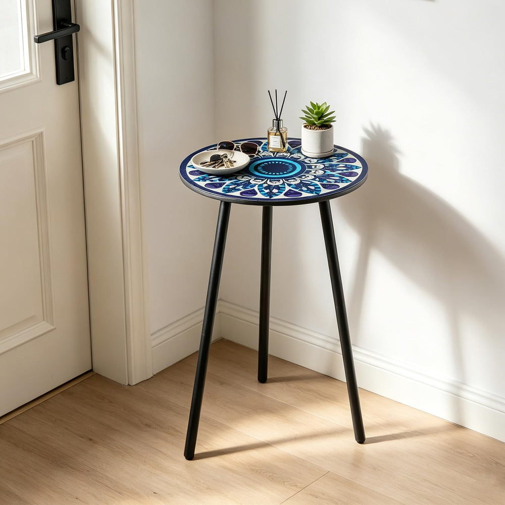 Outdoor Side Table Set of 2 Patio Side Tables for Outside Black End Tables Sm...