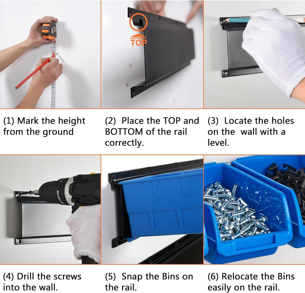 Wallmaster 10-Bin Wall Mounted Plastic Storage Bins Hanging Organizer Bins