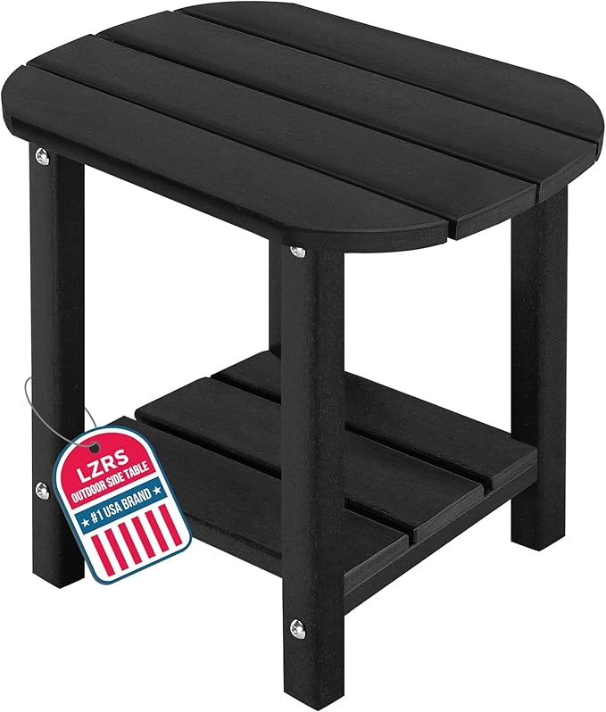 LZRS Outdoor Side Table - 2-Tier Adirondack HDPE Patio End Table for Pool, Po...