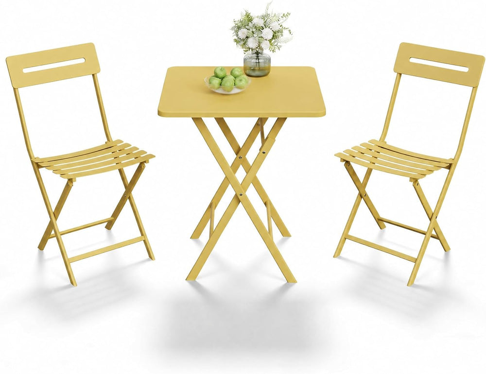 Garvee 3-Piece Bistro Set, Outdoor/Indoor Folding Patio Furniture Set,Space S...