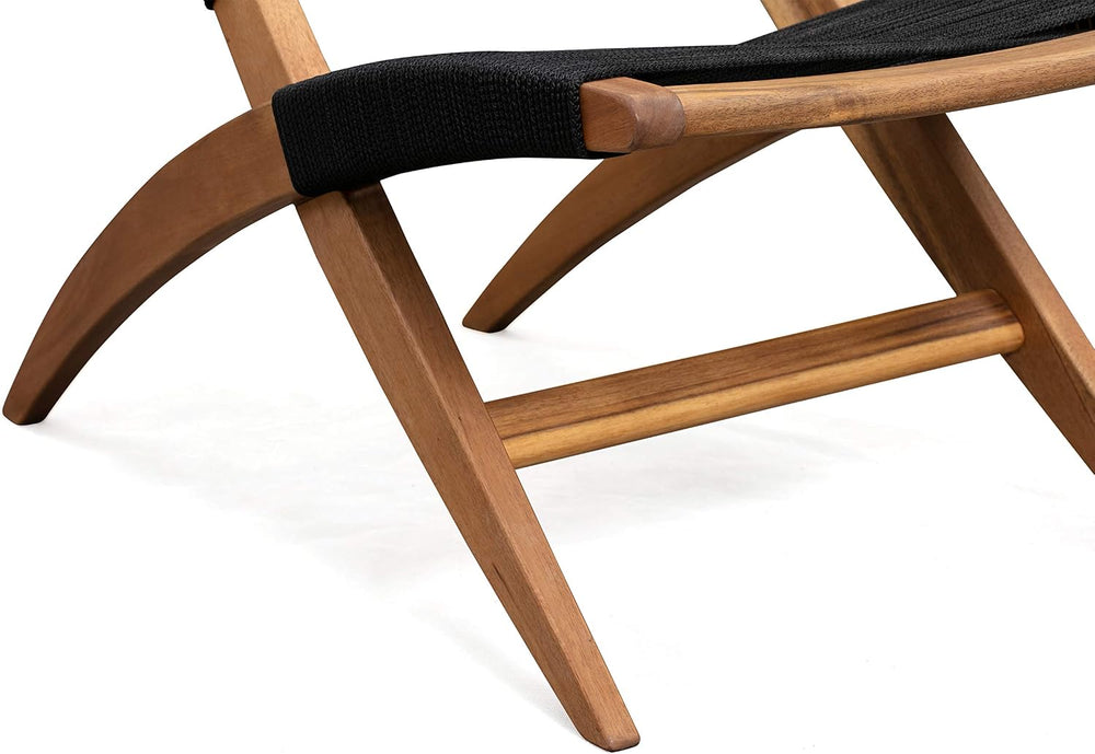 Patio Sense 63364 Lisa Modern Lounge Chair Natural Wood Finish Mid Century Mo...