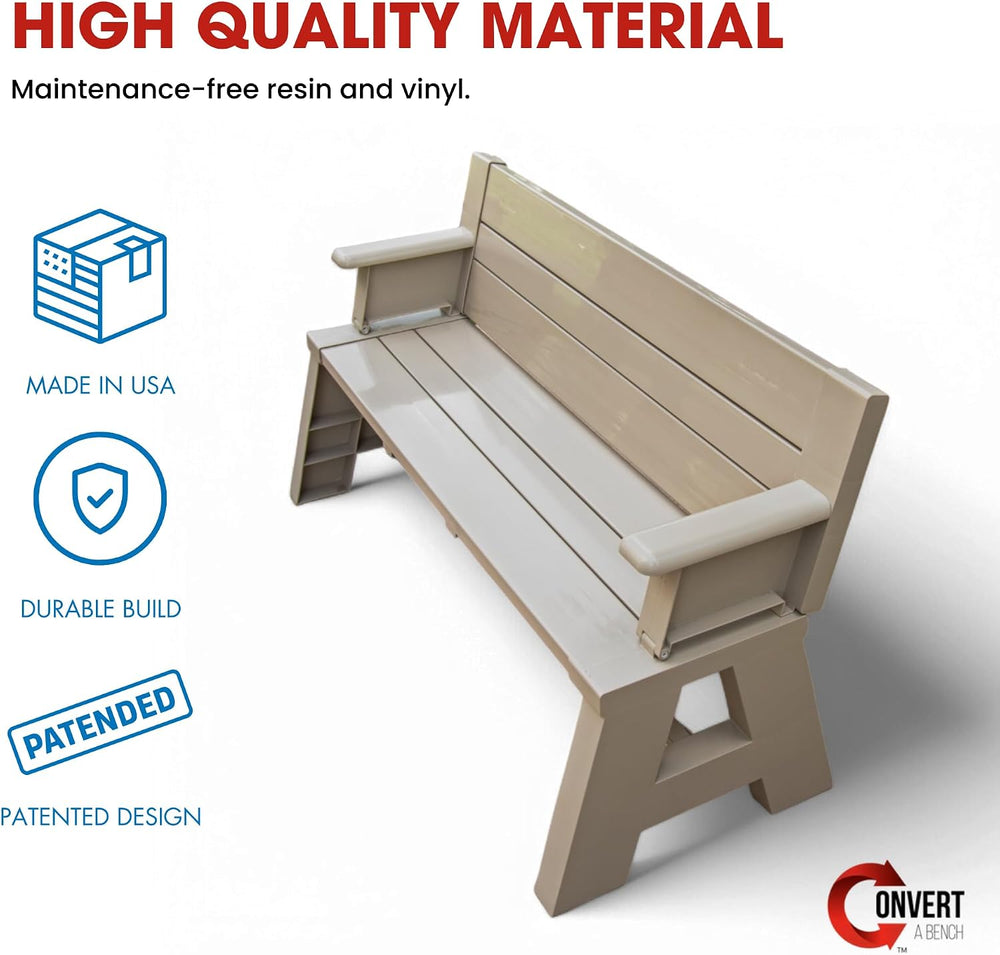 Convert-a-Bench 2-in-1 Outdoor Bench & Folding Picnic Table, Convertible