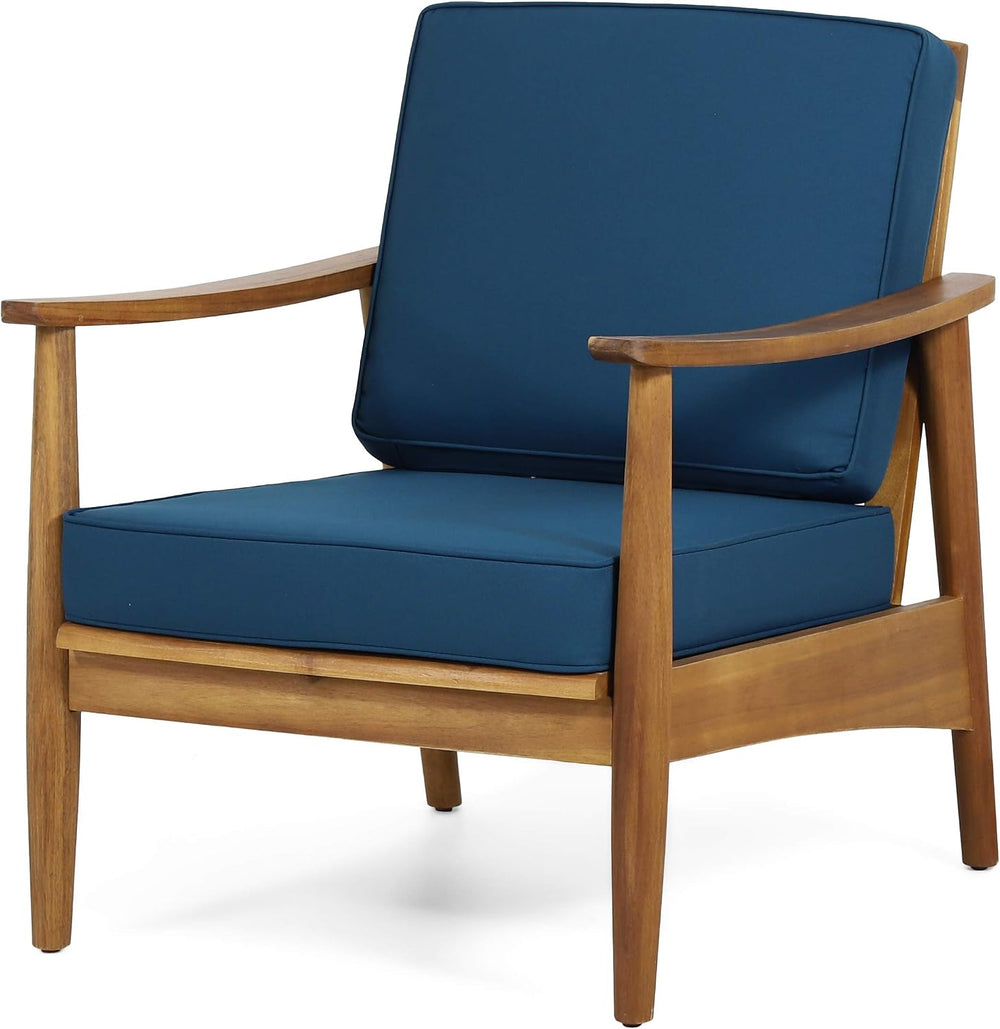 Willowbrook Outdoor Club Chair with Cushion - Acacia Wood - Teak (Set of 2)