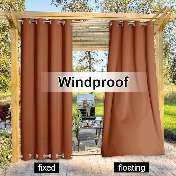 NICETOWN Halloween Outdoor Curtains Weighted for Patio, Thermal Insulated Wei...