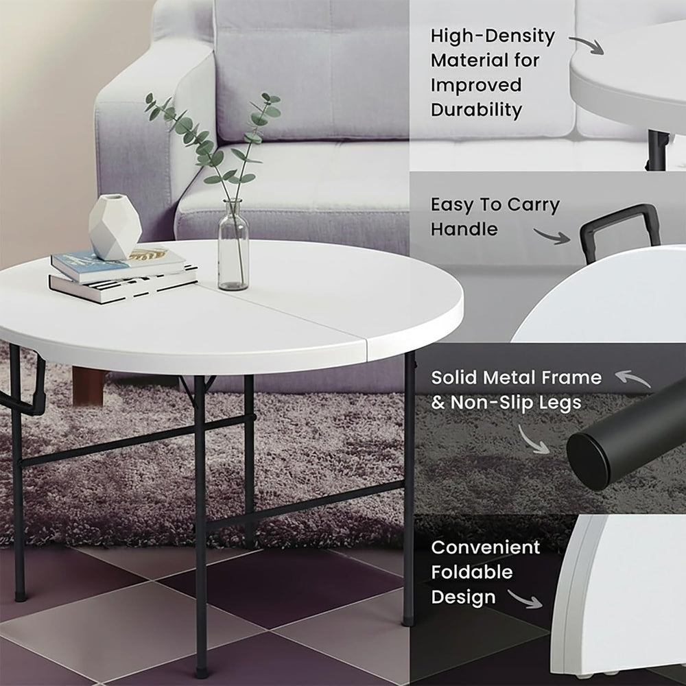 Our Modern Space 3.5 Feet Circular Round Foldable Table with Built in Handle ...